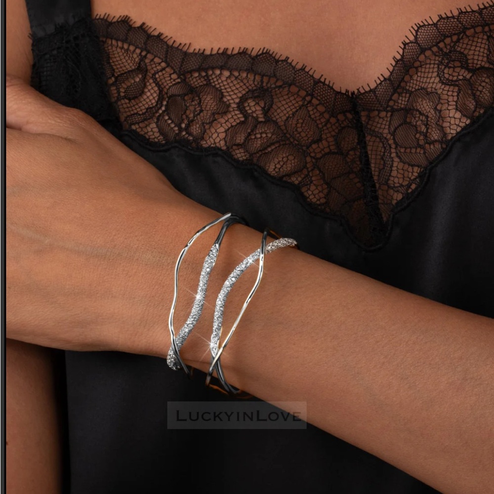 ALEXIS BITTAR • Solanales Silver Crystal Intertwined Cuff Bracelet - Picture 5 of 7